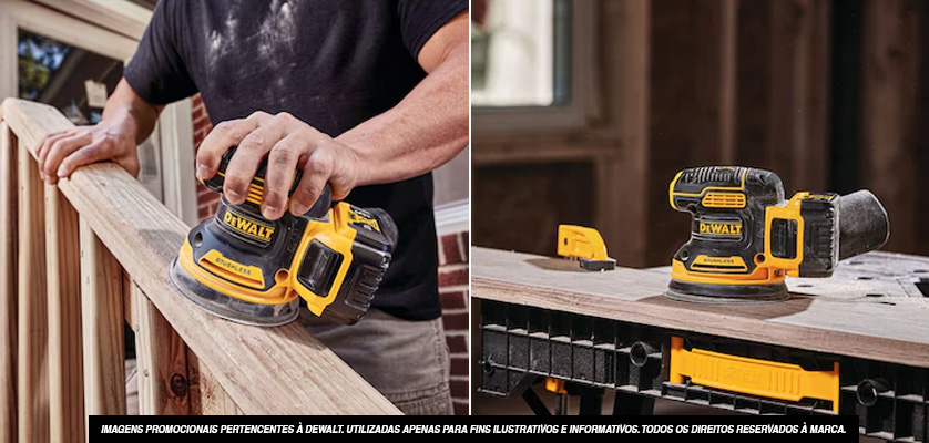 Um destaque da Lixadeira Dewalt DCW210: a bateria - que ajuda muito no trabalho de lixamento!